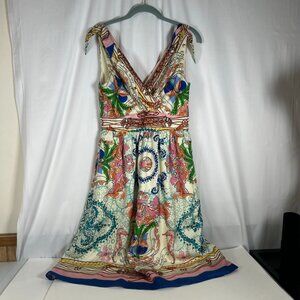 Anthropologie Size 2 Tied Acionna Silk Dress Collette Dinnigan EUC Bold‎ Bright
